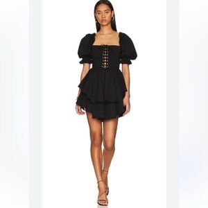 Selkie The Lace Up Party Dress in Black Sz Large